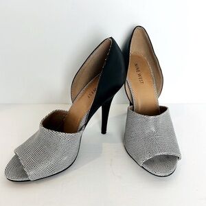 Nine West Black and White D'Orsay Peep-Toe Pumps
